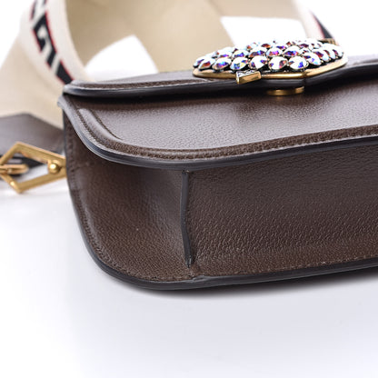 Gucci Textured Calfskin Web Crystal Heart Stripe Small Totem Shoulder Bag New Acero 8 of 11