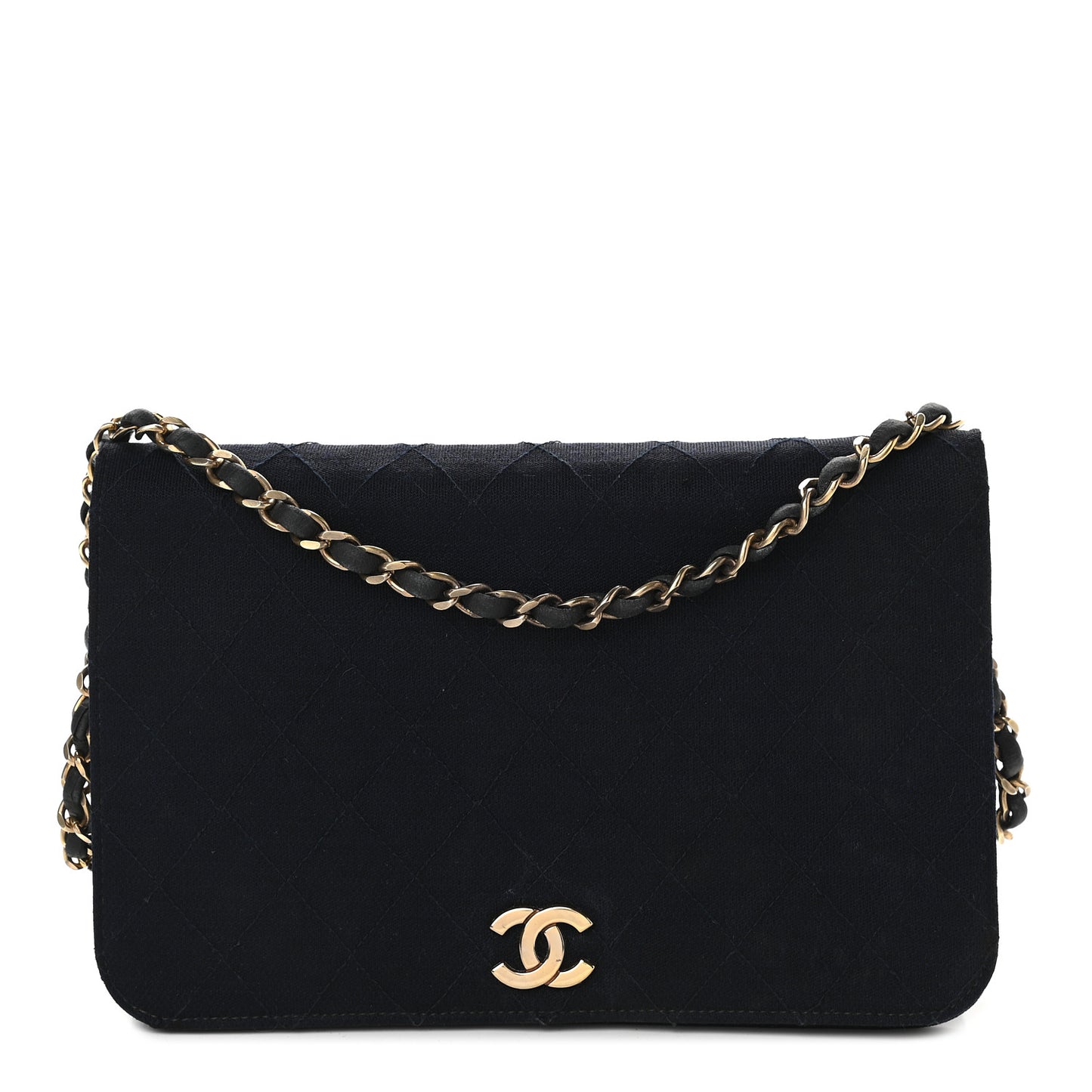 Jersey Diamond Stitched Small Single Flap Navy Blue