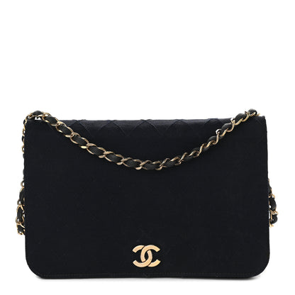 Chanel Jersey Diamond Stitched Small Single Flap Navy Blue 1 of 11