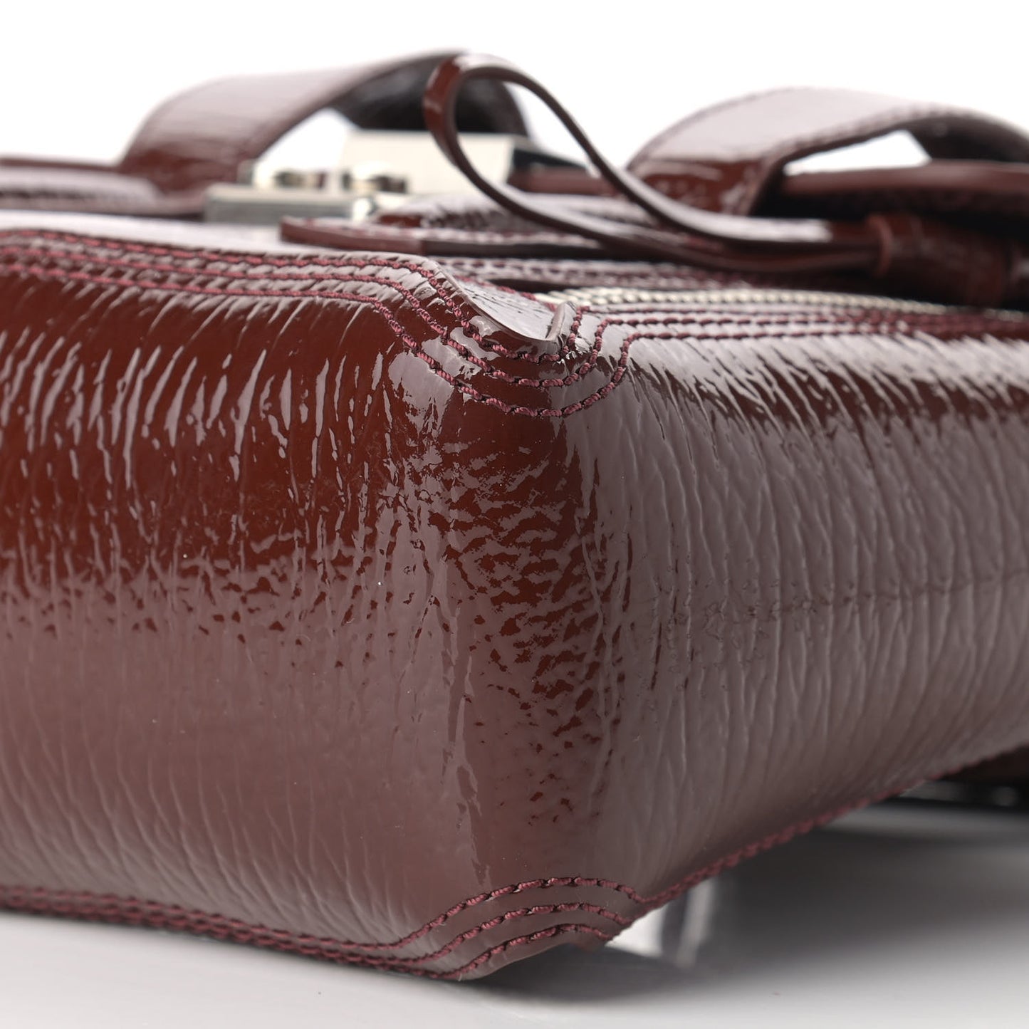 Textured Patent Mini Pashli Satchel Burgundy