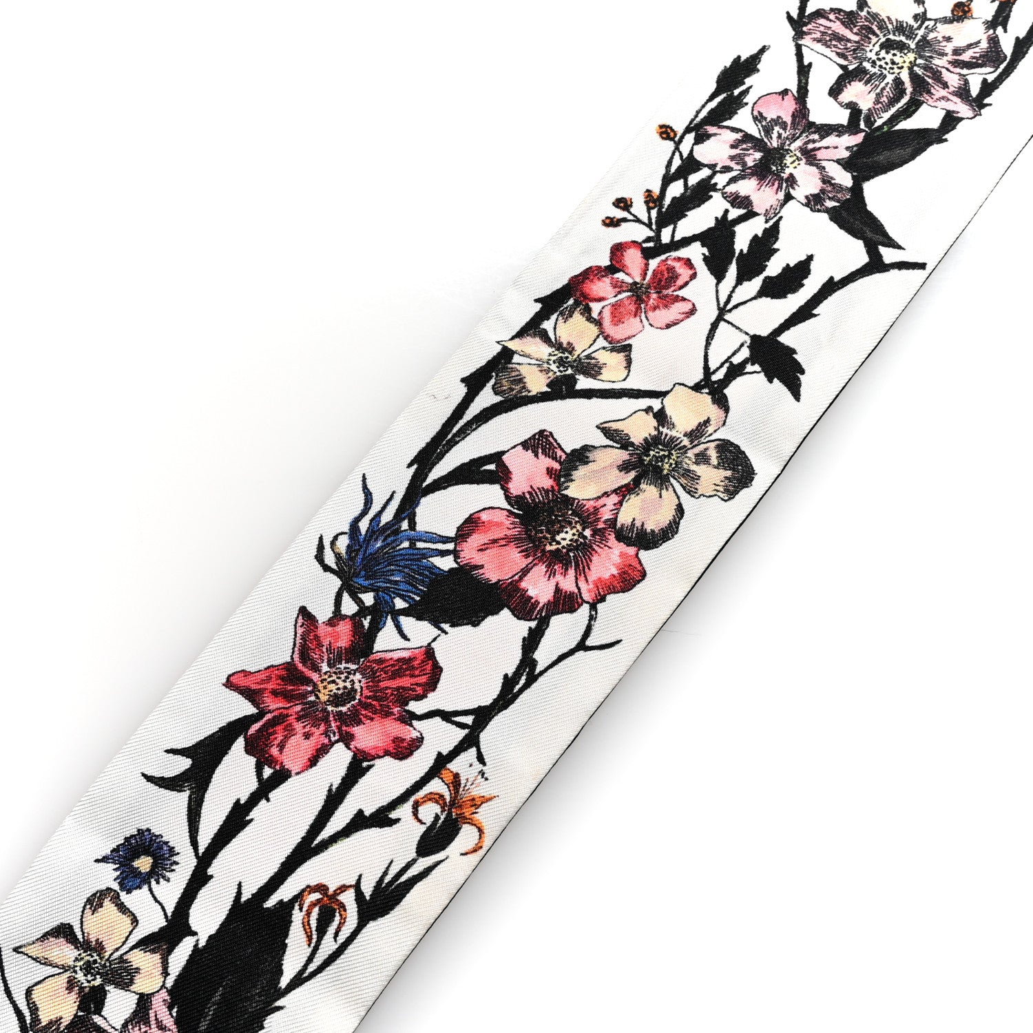 Christian Dior Silk Twill D-Floral Mitzah Scarf White Pink