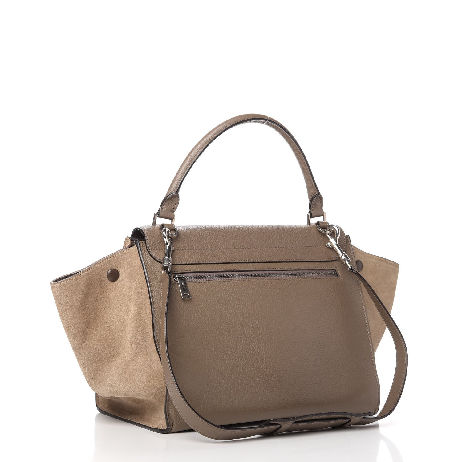Celine Drummed Calfskin Suede Medium Trapeze Souris 3 of 13