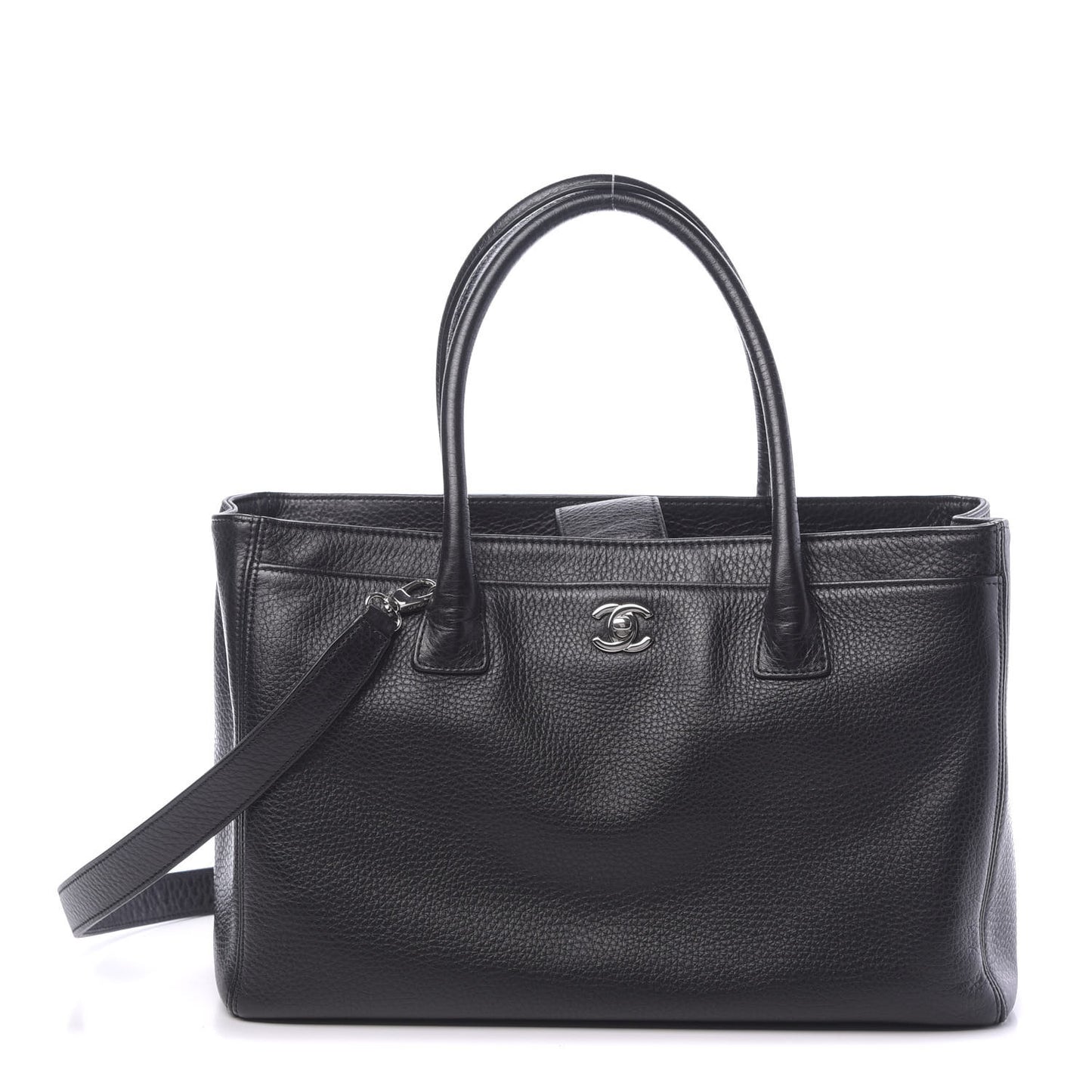 Calfskin Cerf Executive Shopper Tote Black
