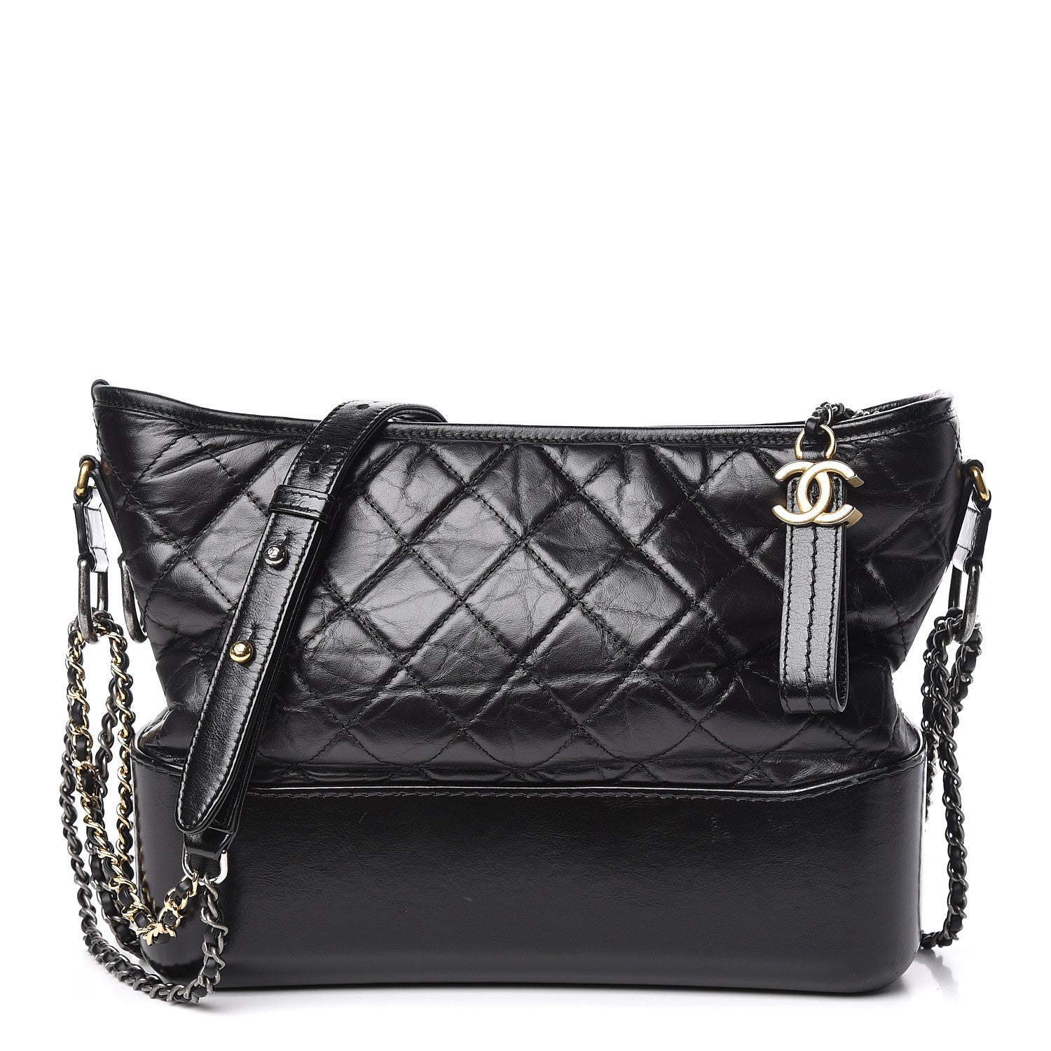 Chanel Aged Calfskin Quilted Medium Gabrielle Hobo Black 1 of 17