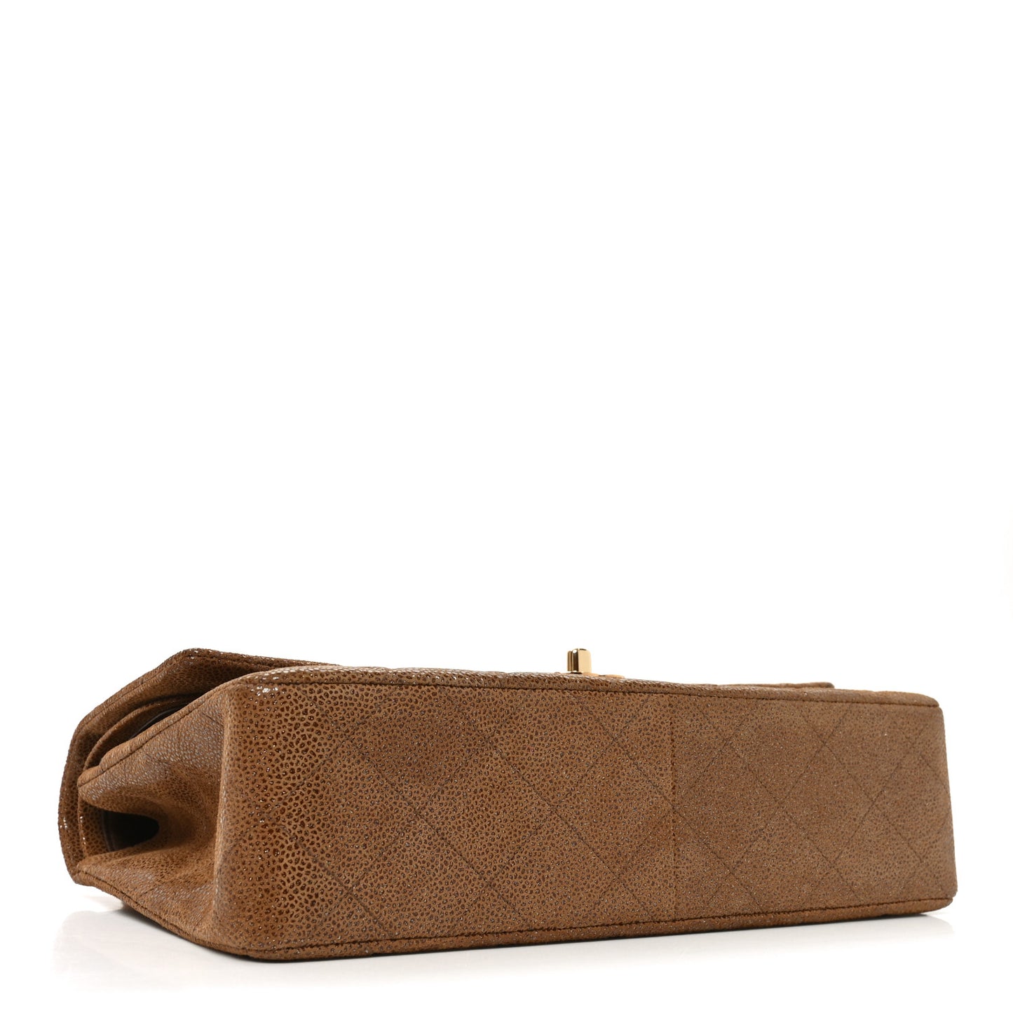 Iridescent Caviar Quilted Medium Double Flap Brown