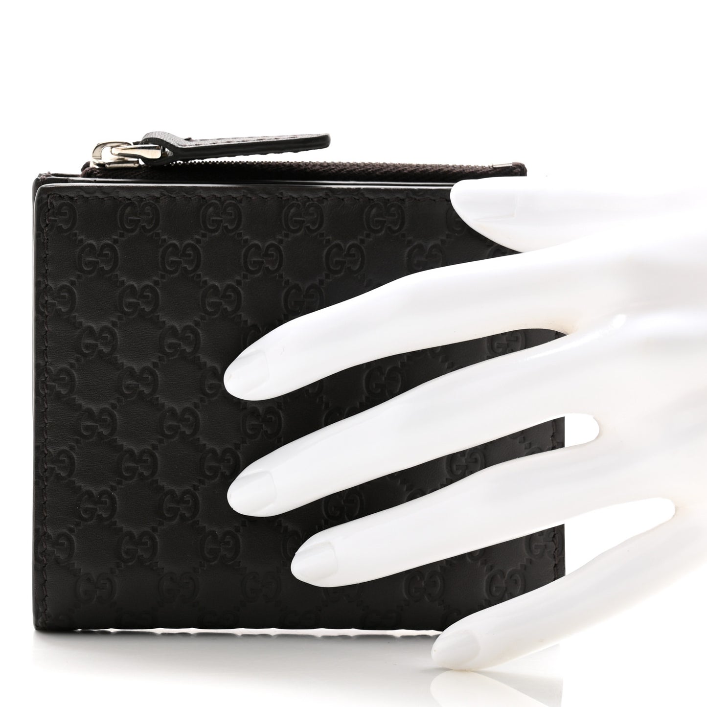 Microguccissima Snap Bi-Fold Wallet Dark Brown