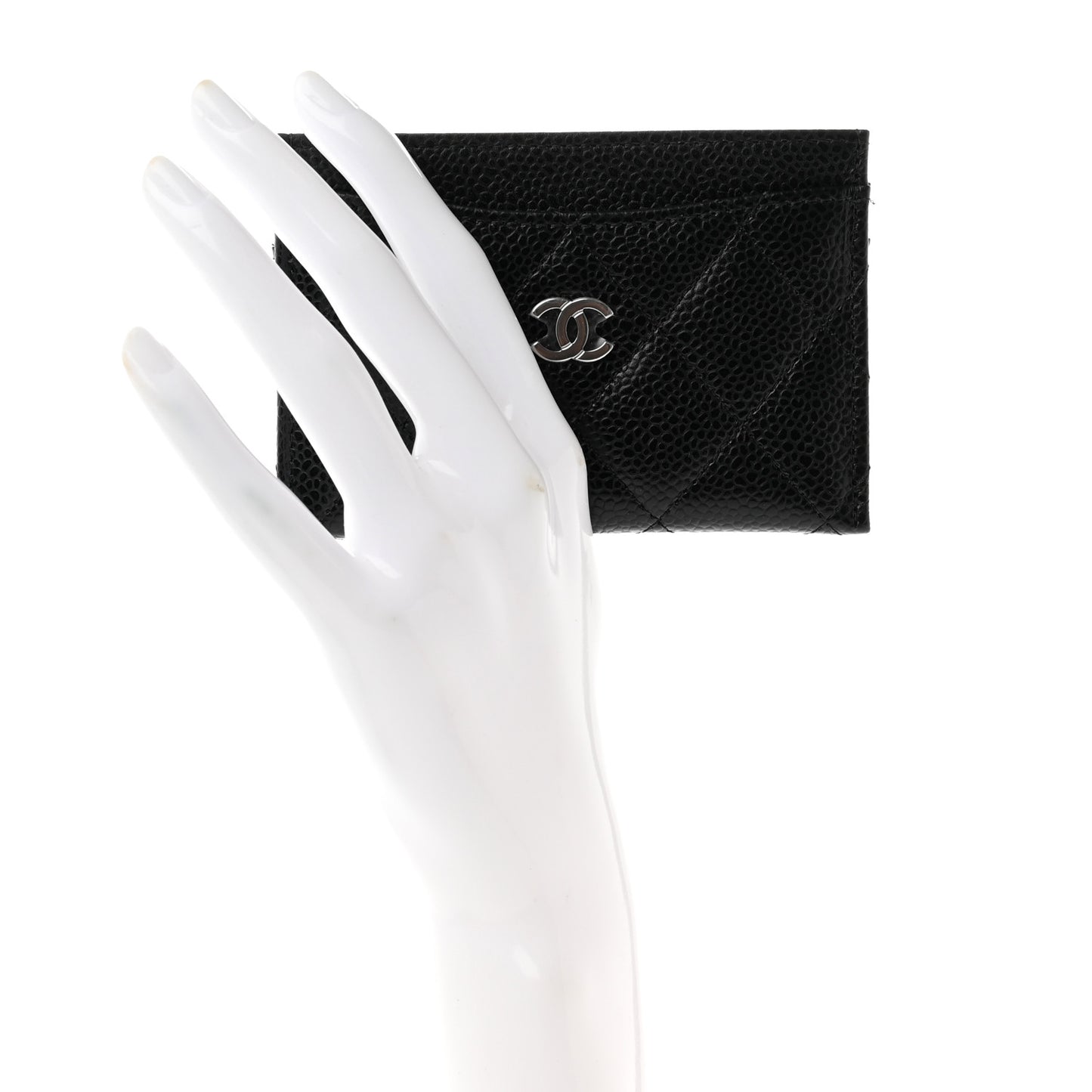 Caviar Quilted Card Holder Black