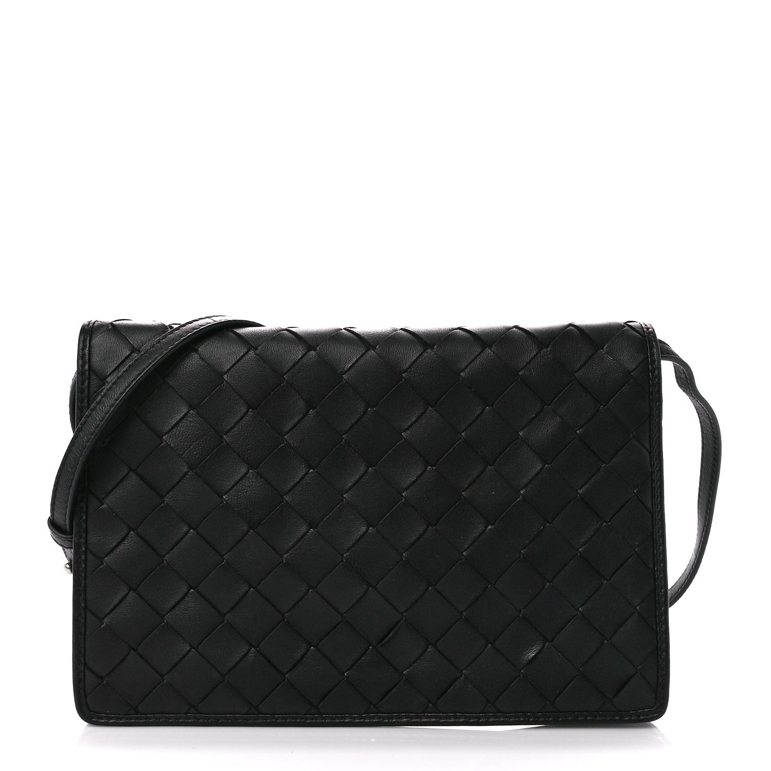 Bottega Veneta Nappa Intrecciato Crossbody Messenger Flap Black 1 of 11