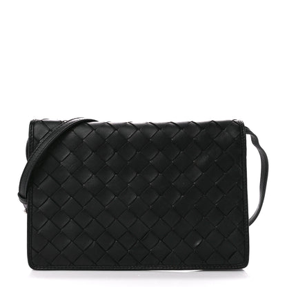 Bottega Veneta Nappa Intrecciato Crossbody Messenger Flap Black 1 of 11