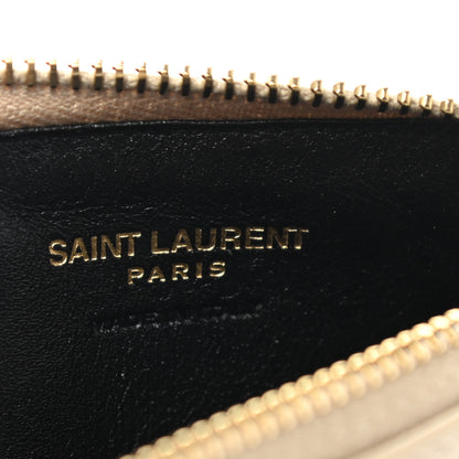 Saint Laurent Monogram Grain de Poudre 5 Fragments Zip Pouch Card Holder Dark Latte 6 of 9
