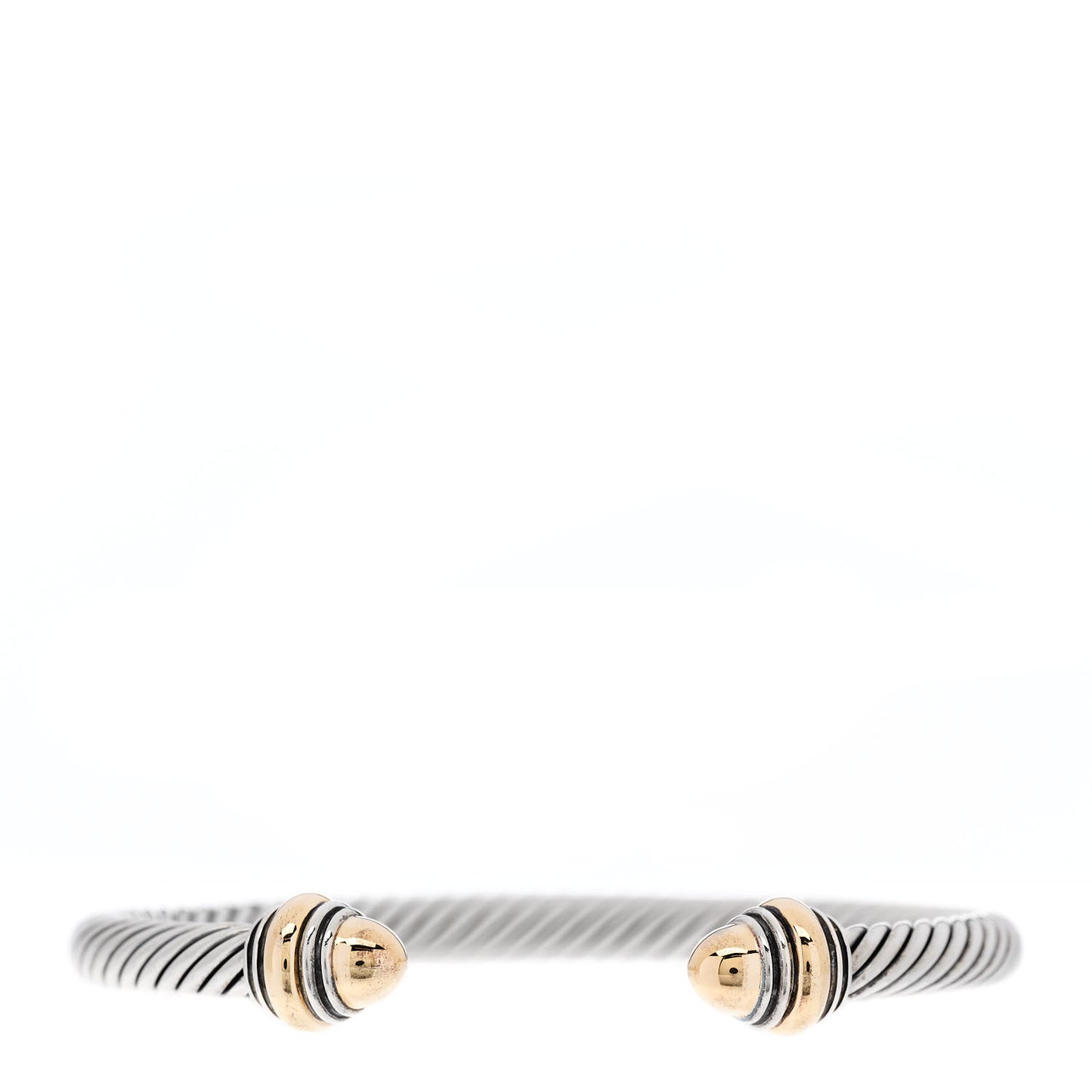 Sterling S.ilver 14K Yellow Gold 5mm Cable Classics Dome Bracelet