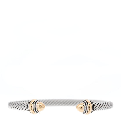 David Yurman Sterling S.ilver 14K Yellow Gold 5mm Cable Classics Dome Bracelet 1 of 6