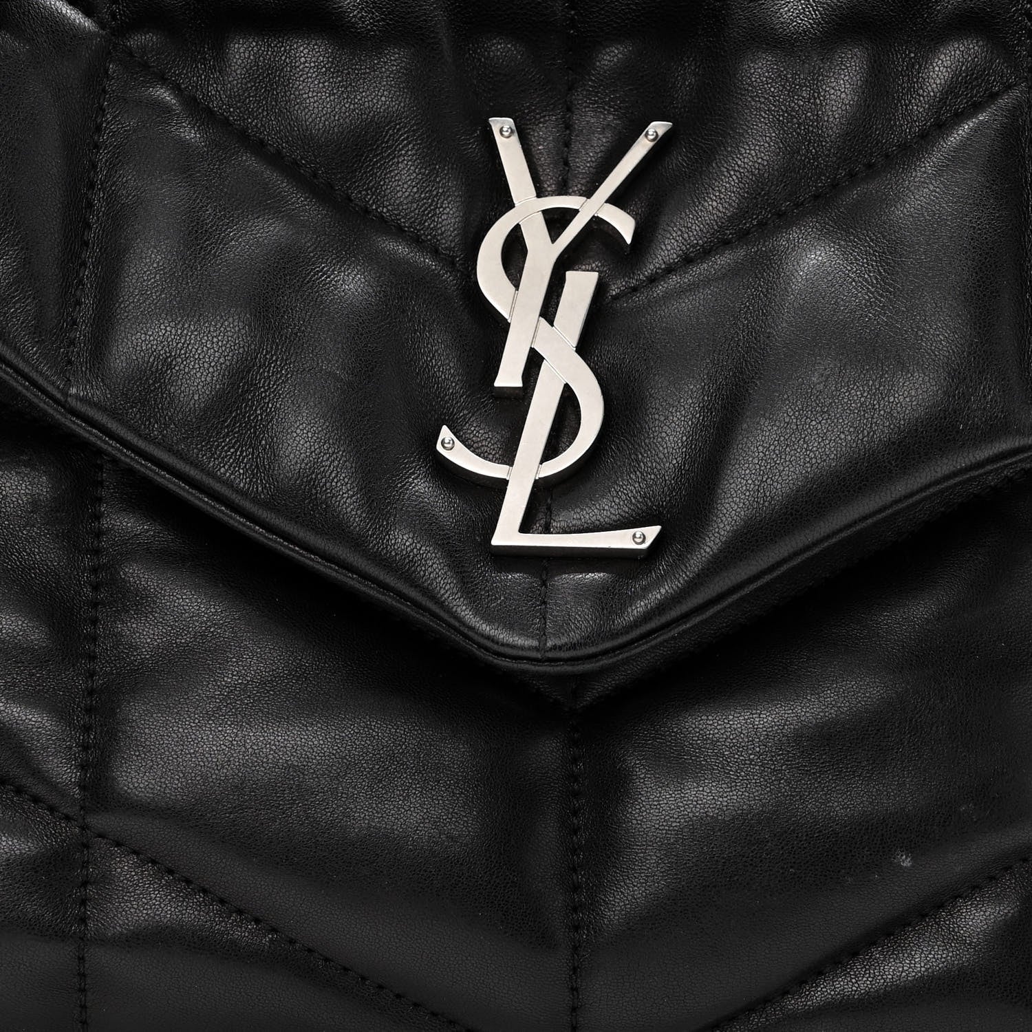 Saint Laurent Lambskin Quilted Small Loulou Puffer Monogram Chain Satchel Black 9 of 13