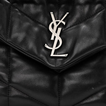 Saint Laurent Lambskin Quilted Small Loulou Puffer Monogram Chain Satchel Black 9 of 13