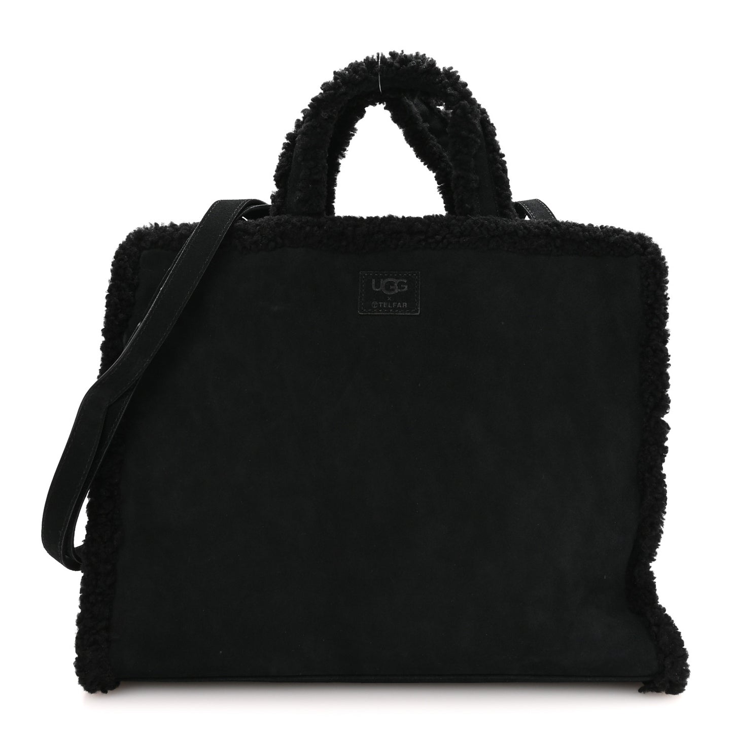 X UGG Suede Shearling Medium Shopping Bag Raw Black