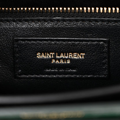 Saint Laurent Calfskin Crocodile Embossed Monogram Cassandra Clasp Bag Dark Mint 6 of 12