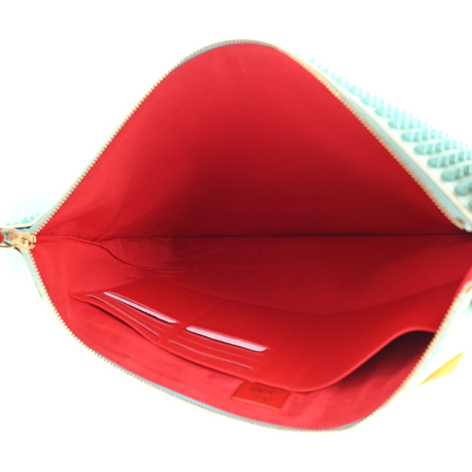 Christian Louboutin Peter Spikes Medium Pouch Turquoise 5 of 10