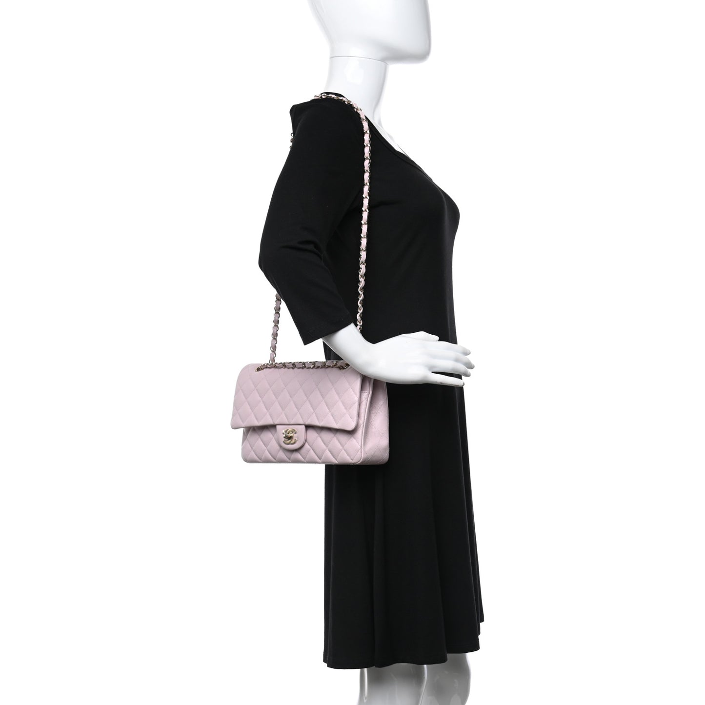 Caviar Quilted Medium Double Flap Pink