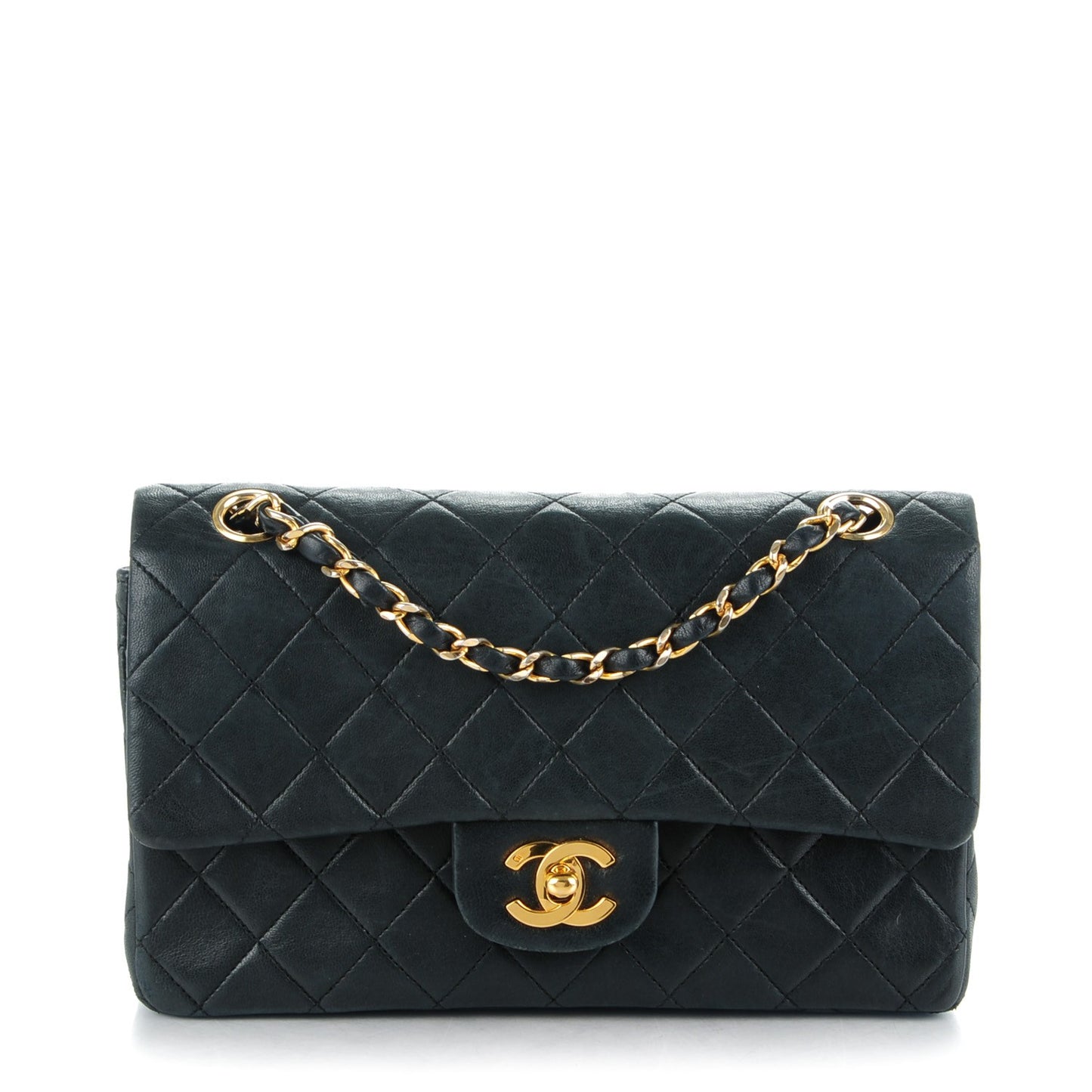 Lambskin Quilted Small Double Flap Black