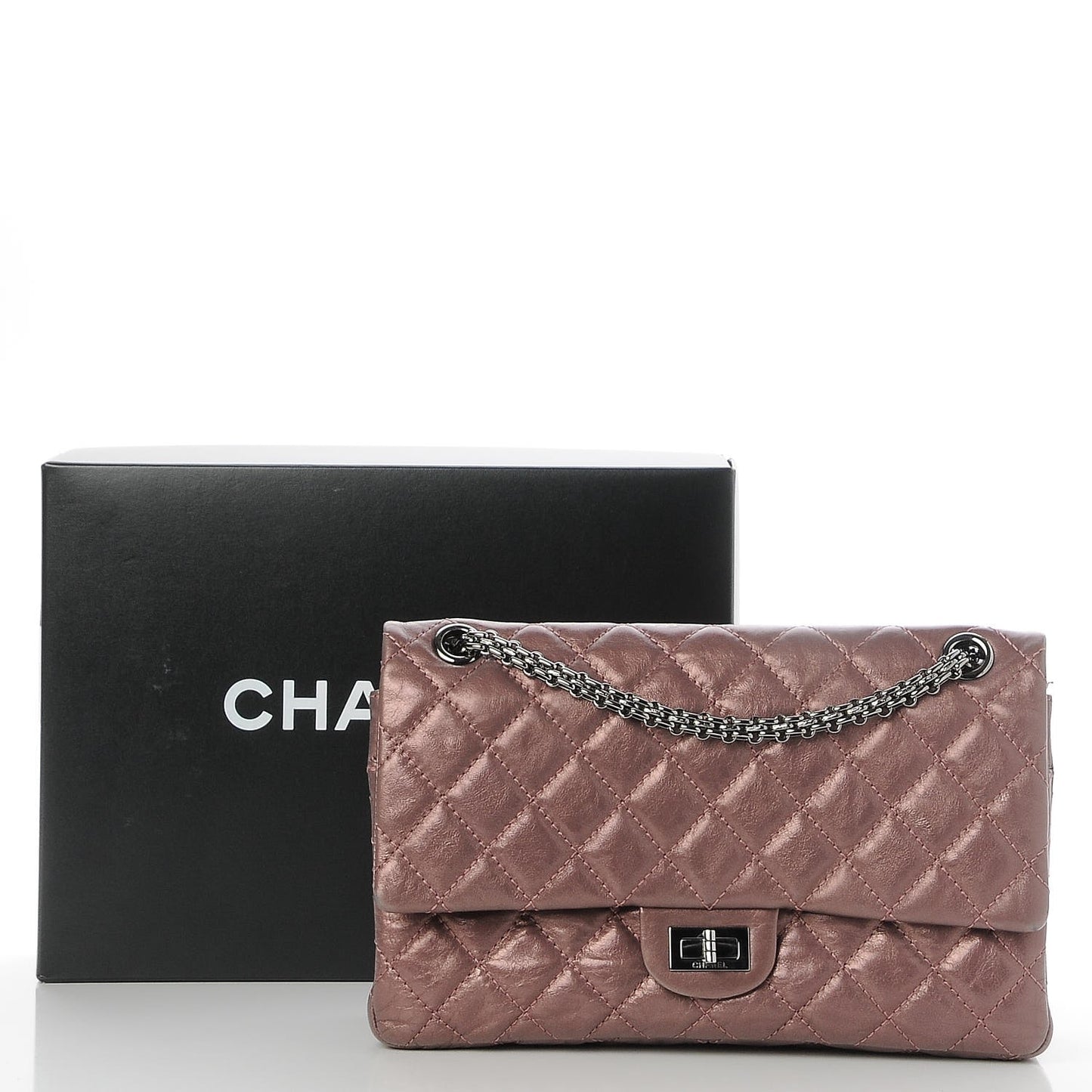 Metallic Aged Calfskin Quilted 2.55 Reissue 226 Flap Rose Fonce