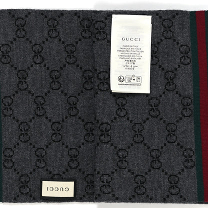 Gucci Wool Tricot GG Monogram Web Solange Scarf Black Medium Black Medium Grey 3 of 3