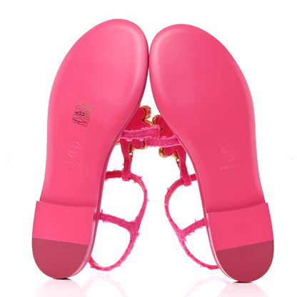 Chanel Cashmere Tweed CC Logo Thong Sandals 40 Fuchsia 5 of 8