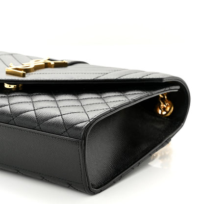 Saint Laurent Grain De Poudre Textured Mixed Matelasse Triquilt Medium Monogram Satchel Black 10 of 11