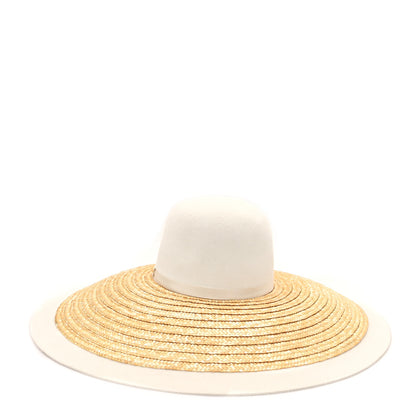 Gucci Straw Felt Wide Brim Hat S Beige White 3 of 10