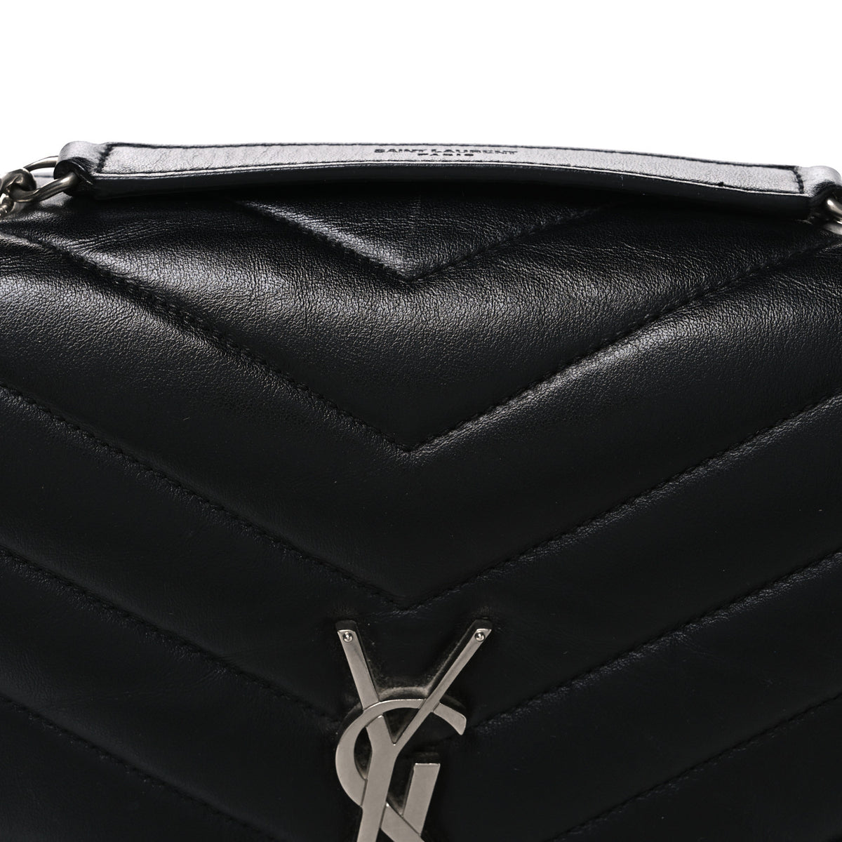 Saint Laurent Calfskin Y Quilted Monogram Medium Loulou Chain Satchel Black 8 of 10