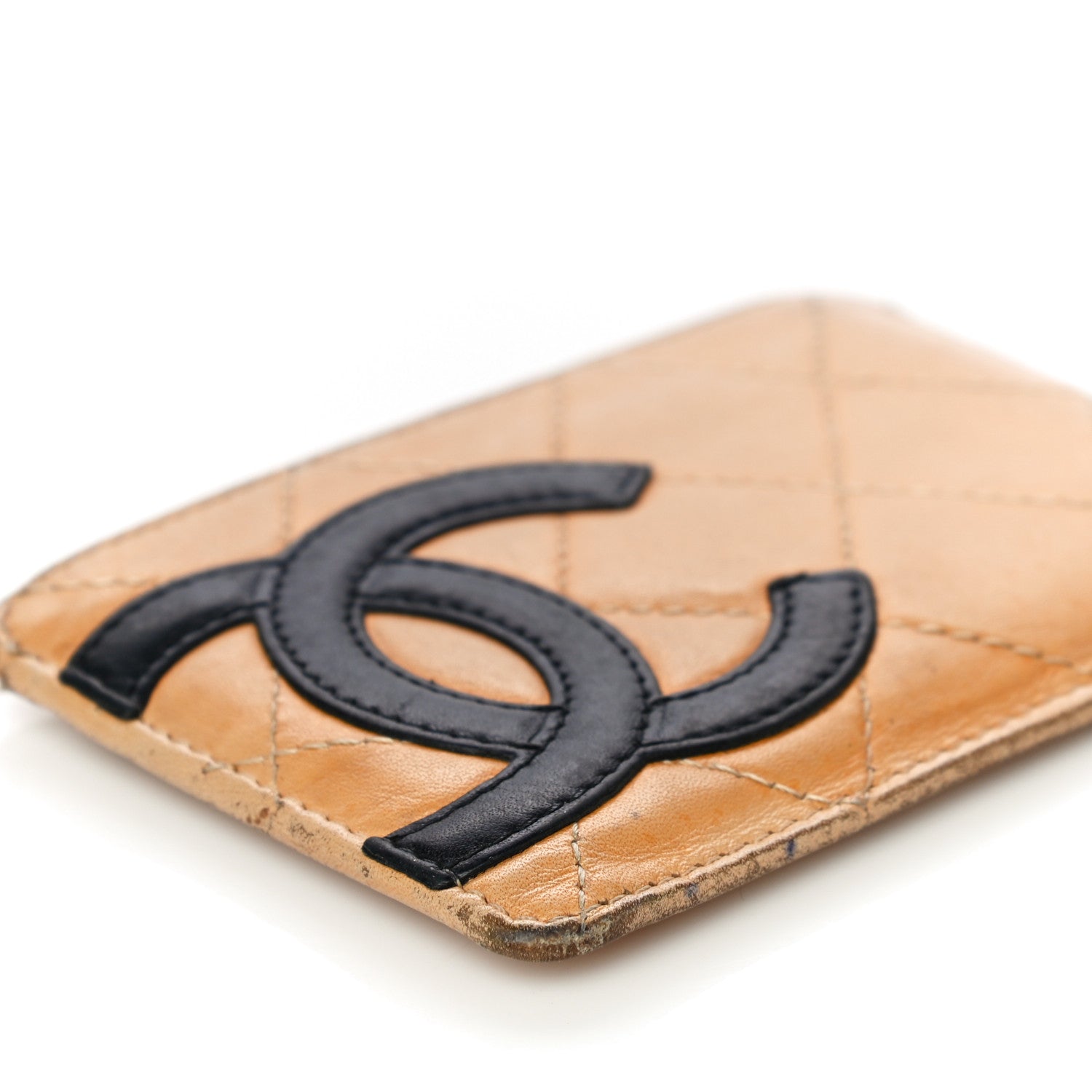 Chanel Calfskin Quilted Cambon Card Holder Beige Black 9 of 30