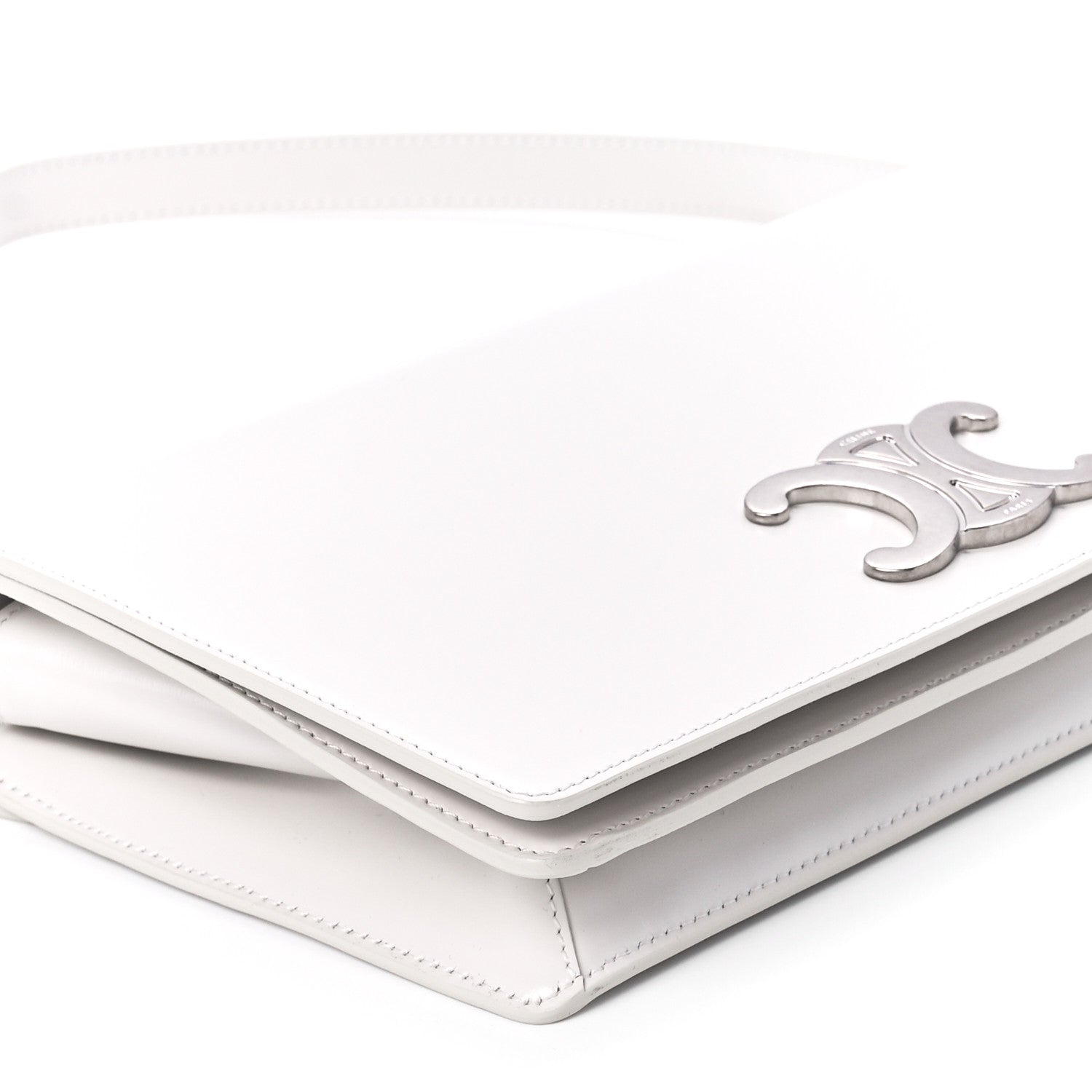 Celine Shiny Calfskin Trapeze Triomphe Bag White 11 of 12