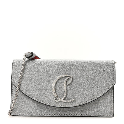 Christian Louboutin Glitter Calfskin Loubi54 Crossbody Clutch Silver 1 of 9
