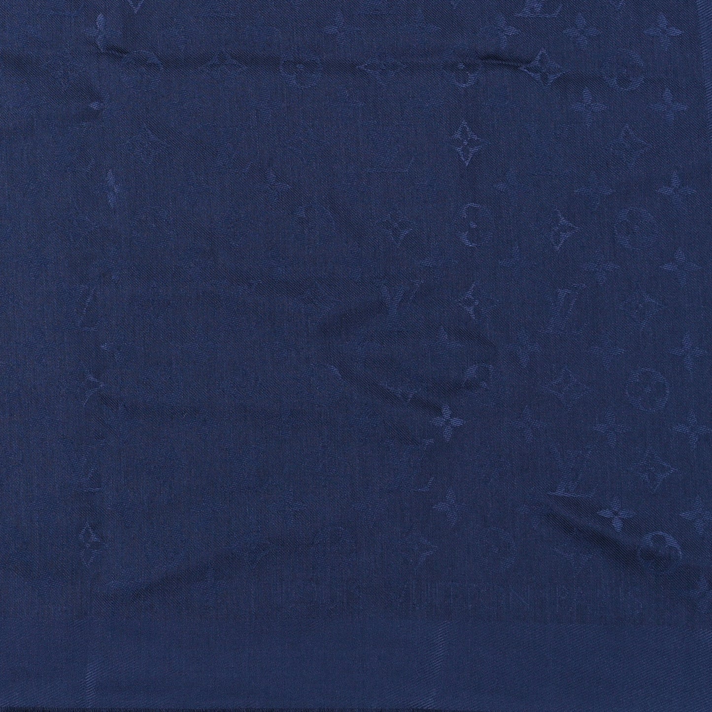 Silk Wool Monogram Shawl Night Blue