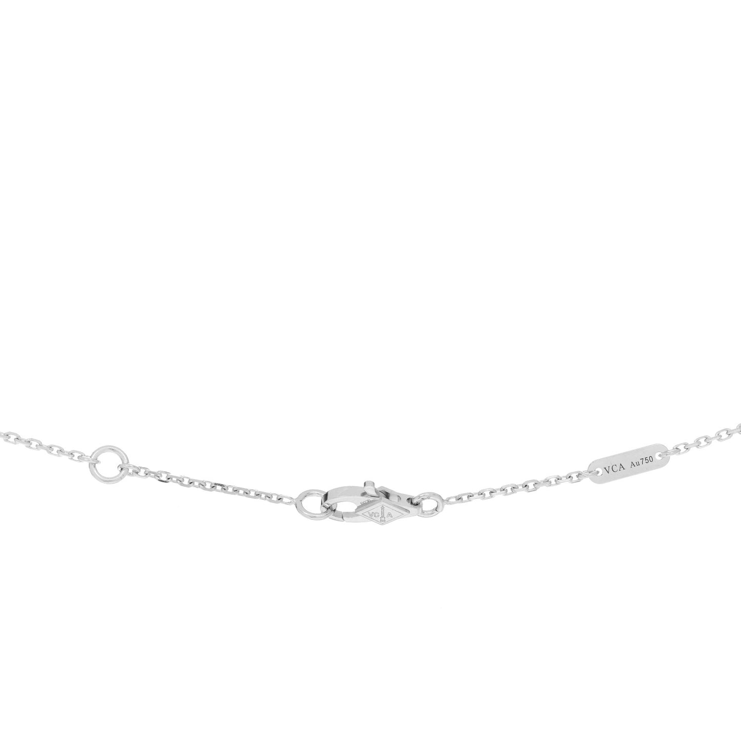 18K White Gold Diamond Sweet Alhambra Pendant Necklace