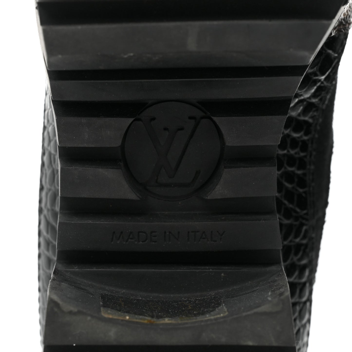 Suede Calfskin Crocodile Embossed Patent Monogram Laureate Platform Desert Boots 37 Black
