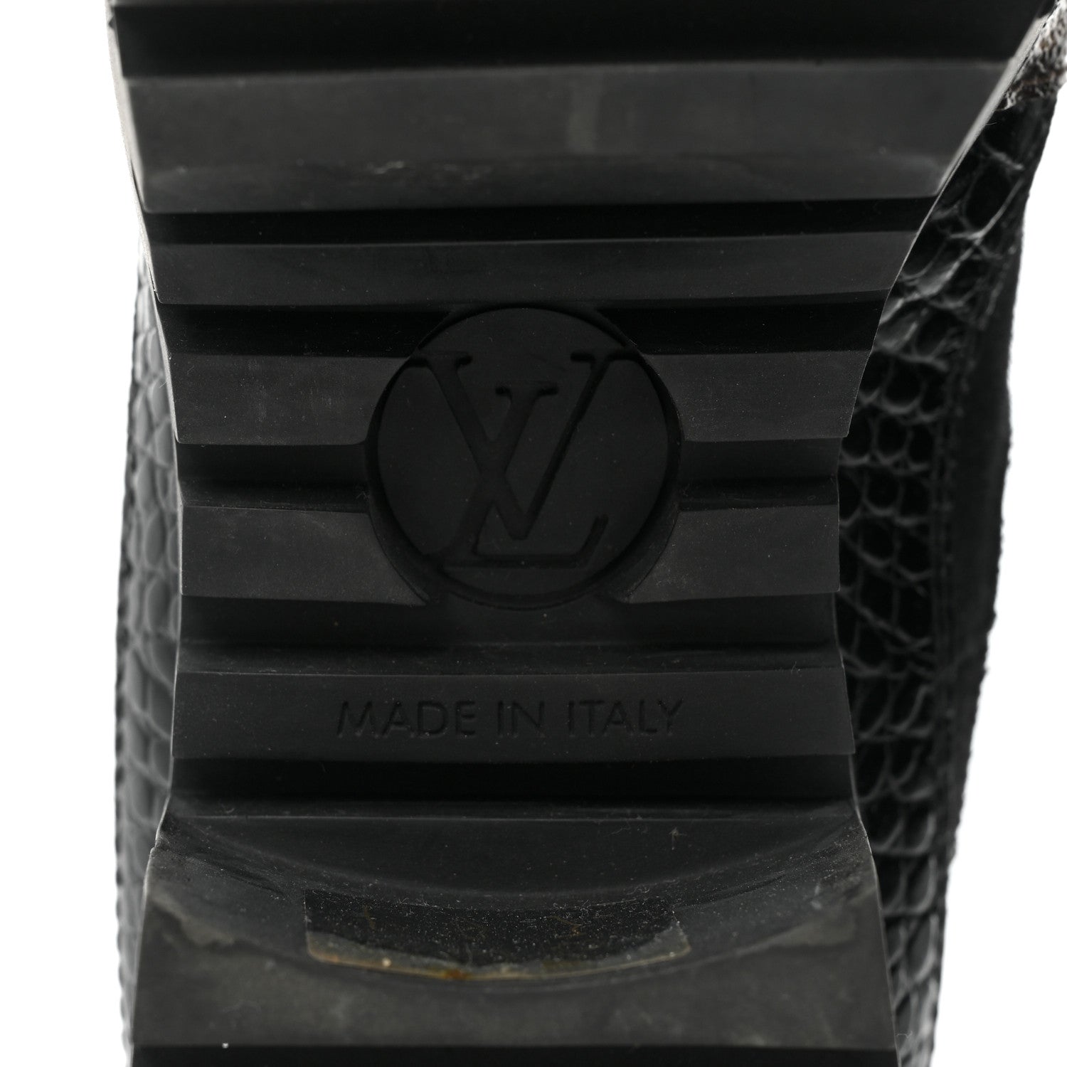 Louis Vuitton Suede Calfskin Crocodile Embossed Patent Monogram Laureate Platform Desert Boots 37 Black 7 of 14