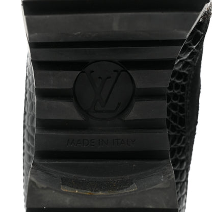 Louis Vuitton Suede Calfskin Crocodile Embossed Patent Monogram Laureate Platform Desert Boots 37 Black 7 of 14