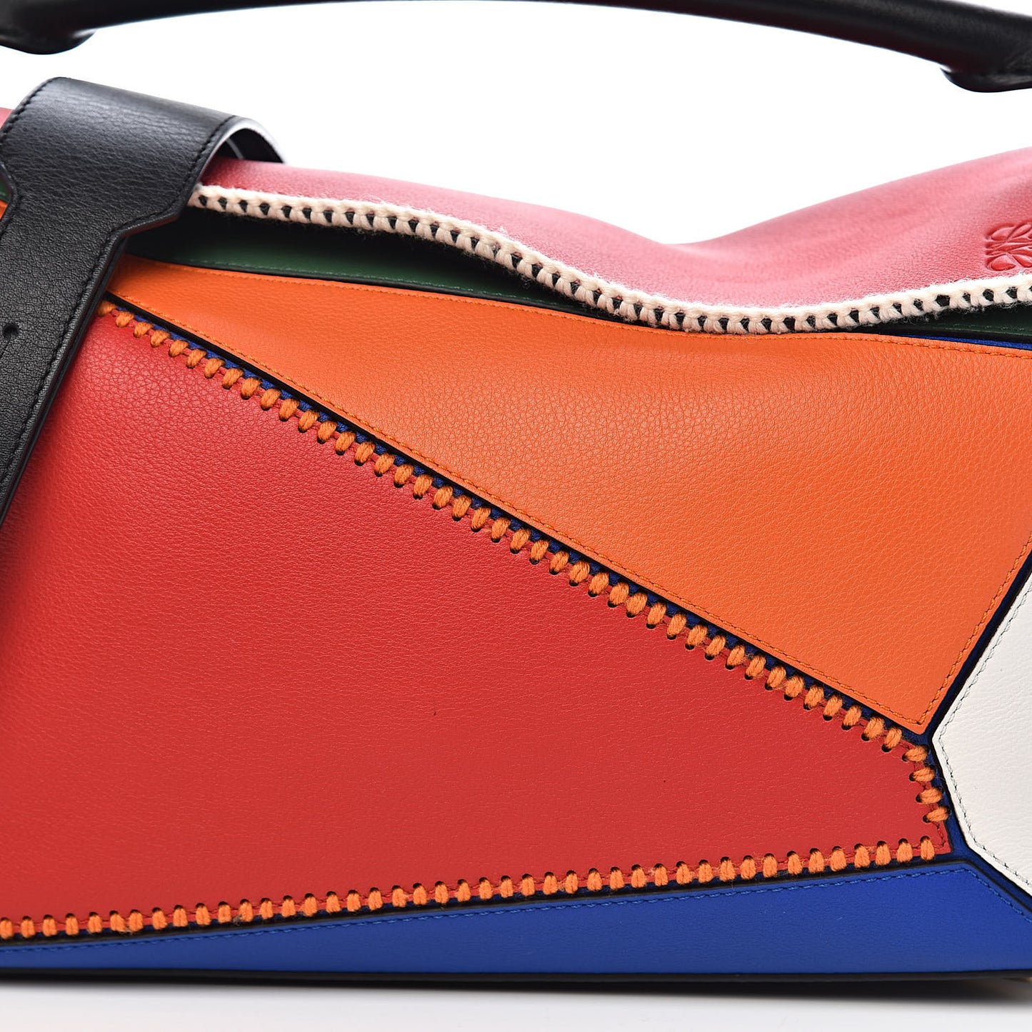 Calfskin Medium Patchwork Puzzle Bag Multicolor