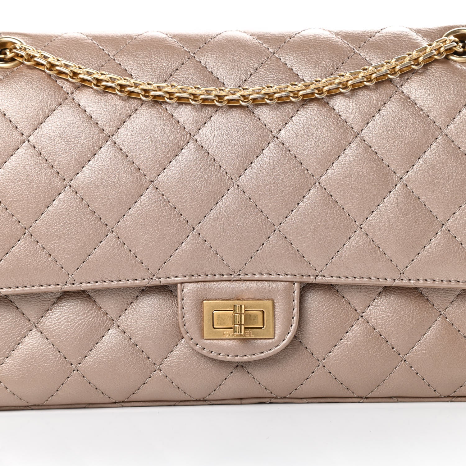 Chanel Metallic Calfskin Quilted 2.55 Reissue 226 Flap Dark Gold 8 of 17