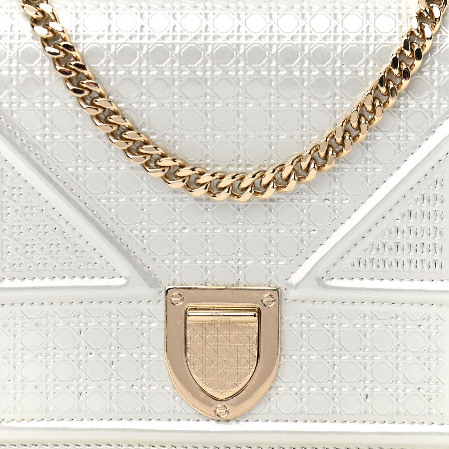 Patent Micro-Cannage Diorama Wallet on Chain Pouch White