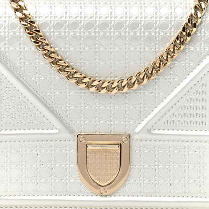 Christian Dior Patent Micro-Cannage Diorama Wallet on Chain Pouch White 7 of 13