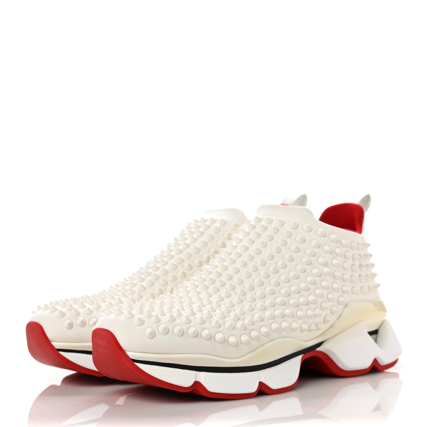 Christian Louboutin Neoprene Spike Sock Donna Flat Sneakers 38.5 White Snow 3 of 8