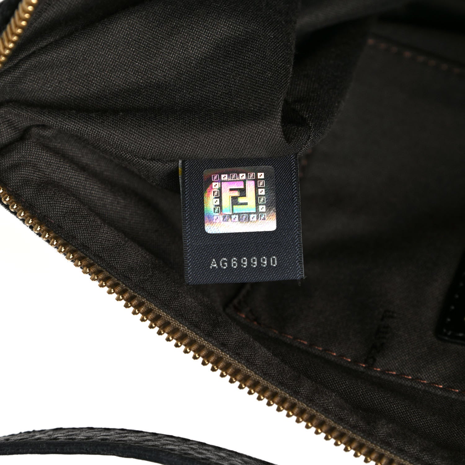 Fendi Zucchino Velvet Vitello Small Shoulder Bag Mogano Panna Black 6 of 8