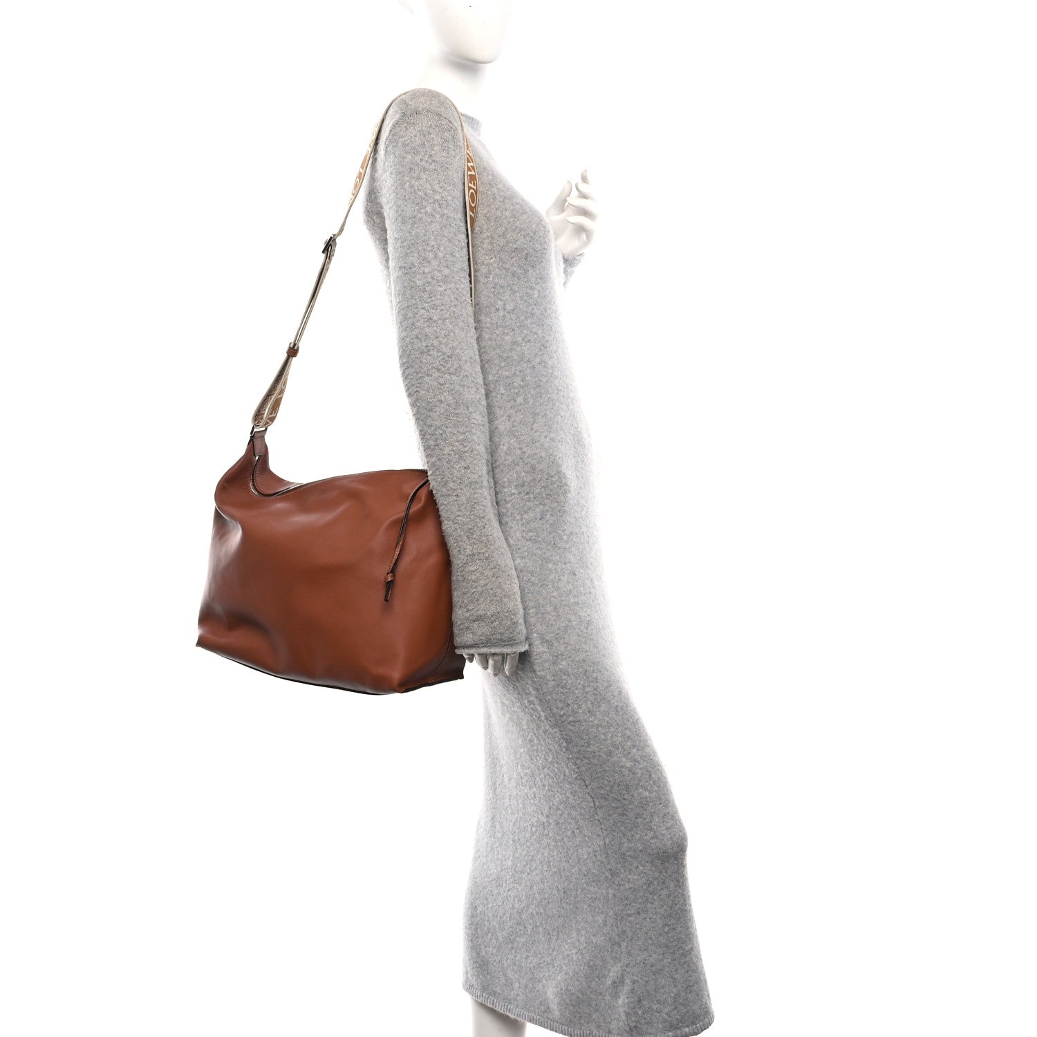 Loewe Supple Smooth Calfskin Jacquard Cubi Crossbody Bag Tan 2 of 11