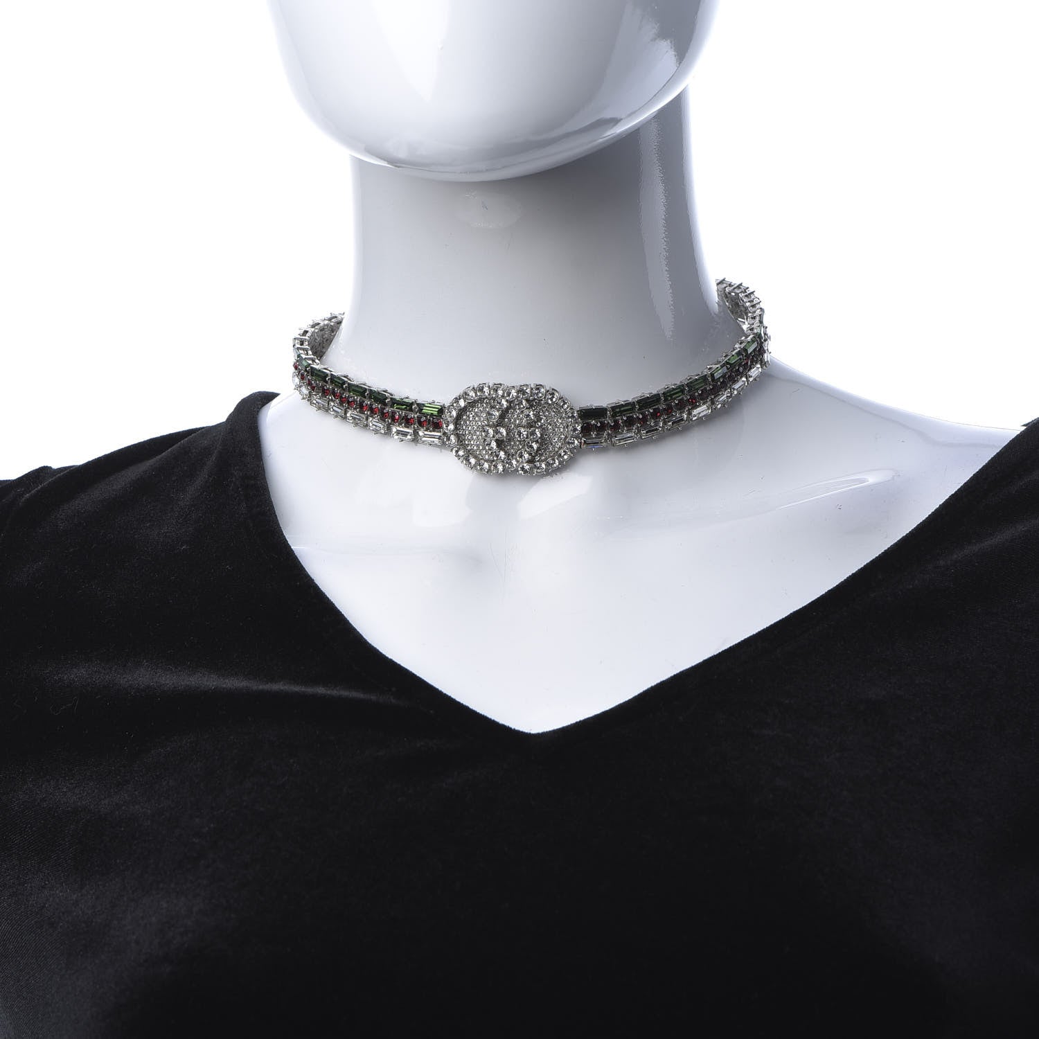 Gucci Crystal Embellished Interlocking G Choker Necklace Multicolor 2 of 7
