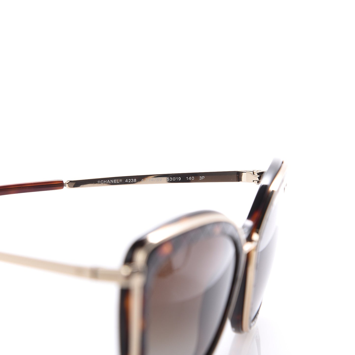 Acetate Quilted Metal Butterfly Sunglasses 4238 Dark Tortoise Gold