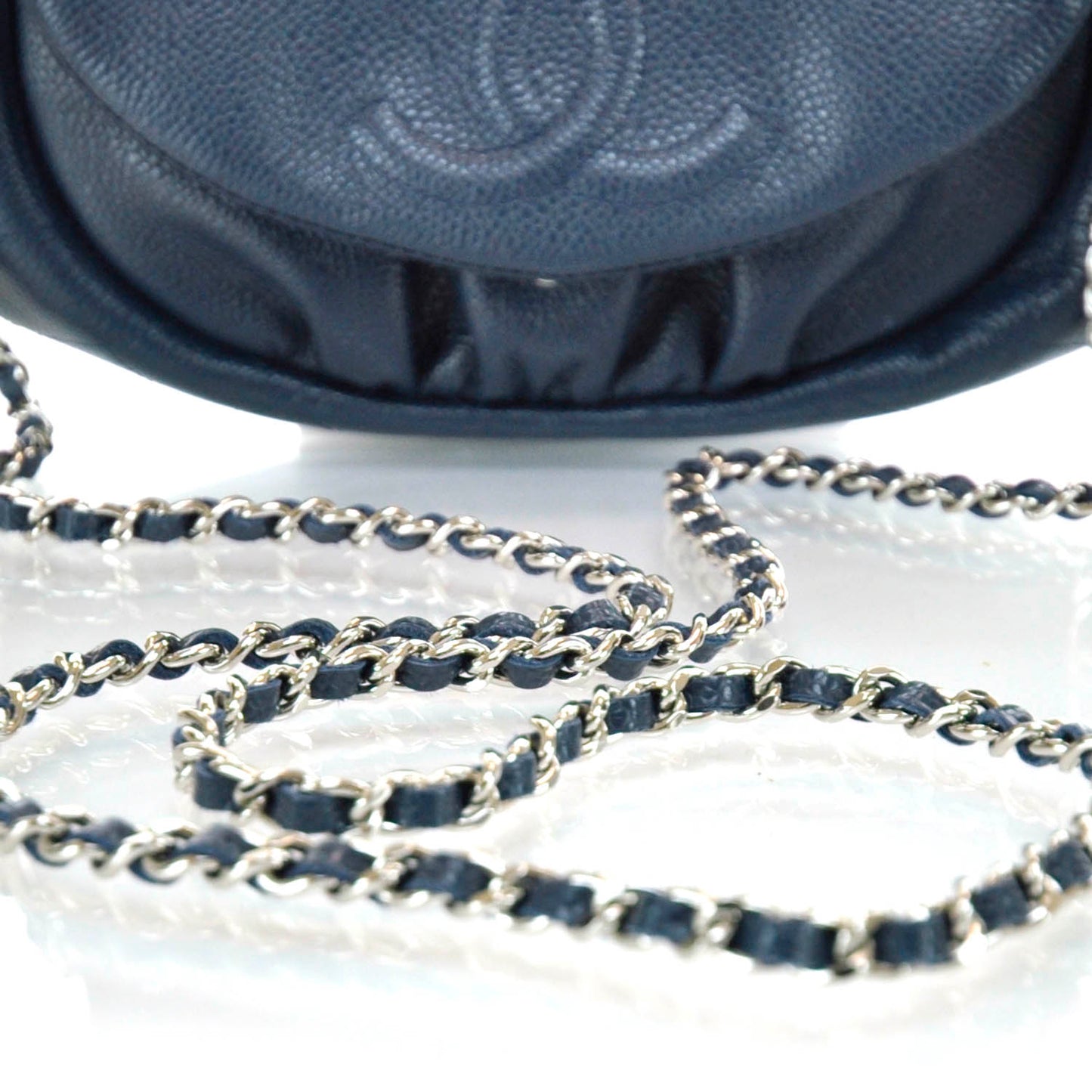 Caviar Half Moon Wallet On Chain Navy