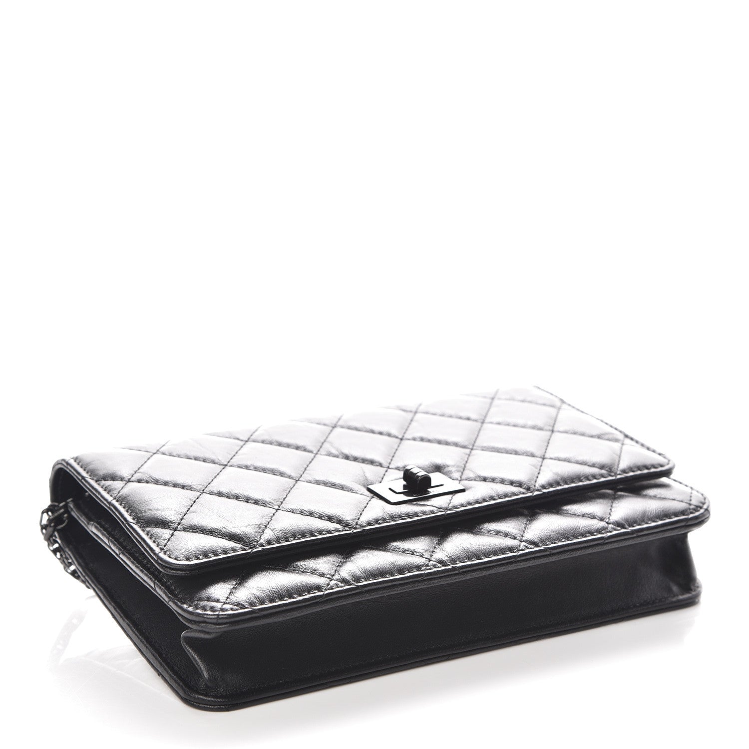 Chanel Aged Calfskin Quilted Reissue Wallet On Chain WOC So Black 4 of 11