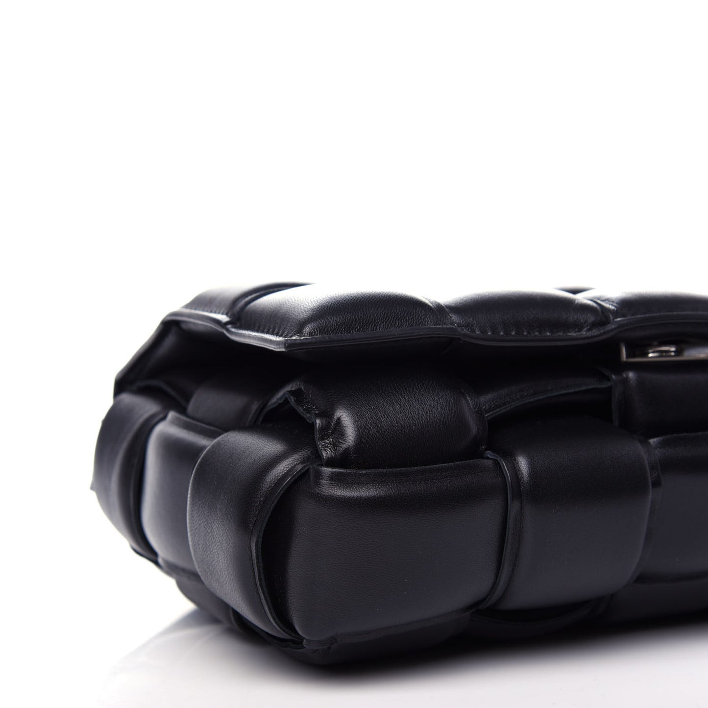 Nappa Maxi Intreccio Padded Cassette Crossbody Bag Black