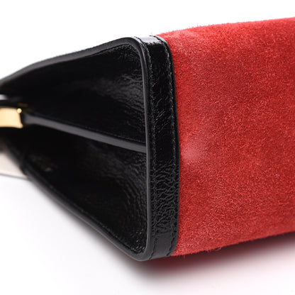 Gucci Suede Patent Web Medium Ophidia Chain Shoulder Bag Hibiscus Red Black 9 of 10